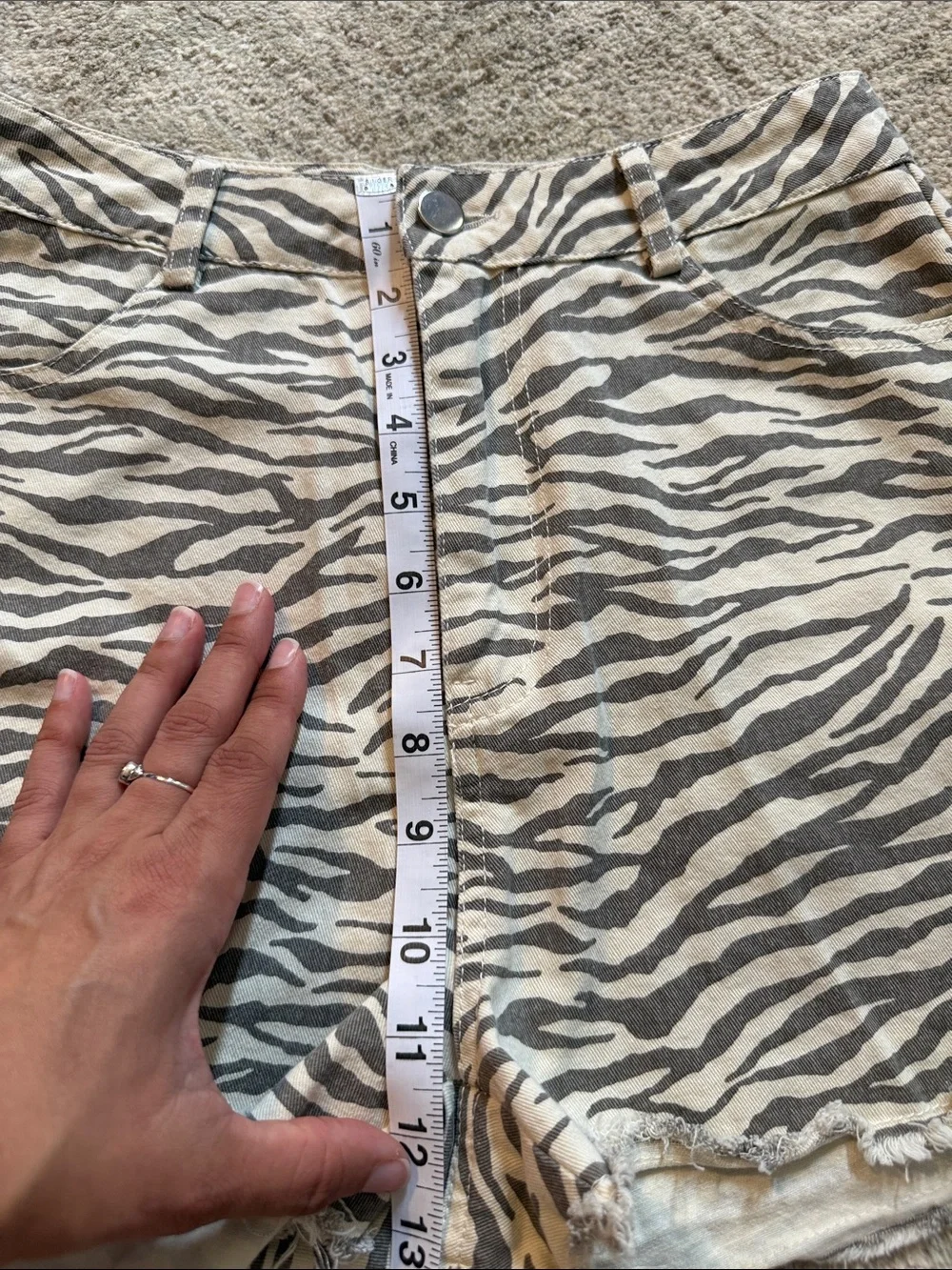 Zebra Print Denim Cutoff Shorts - Black & White